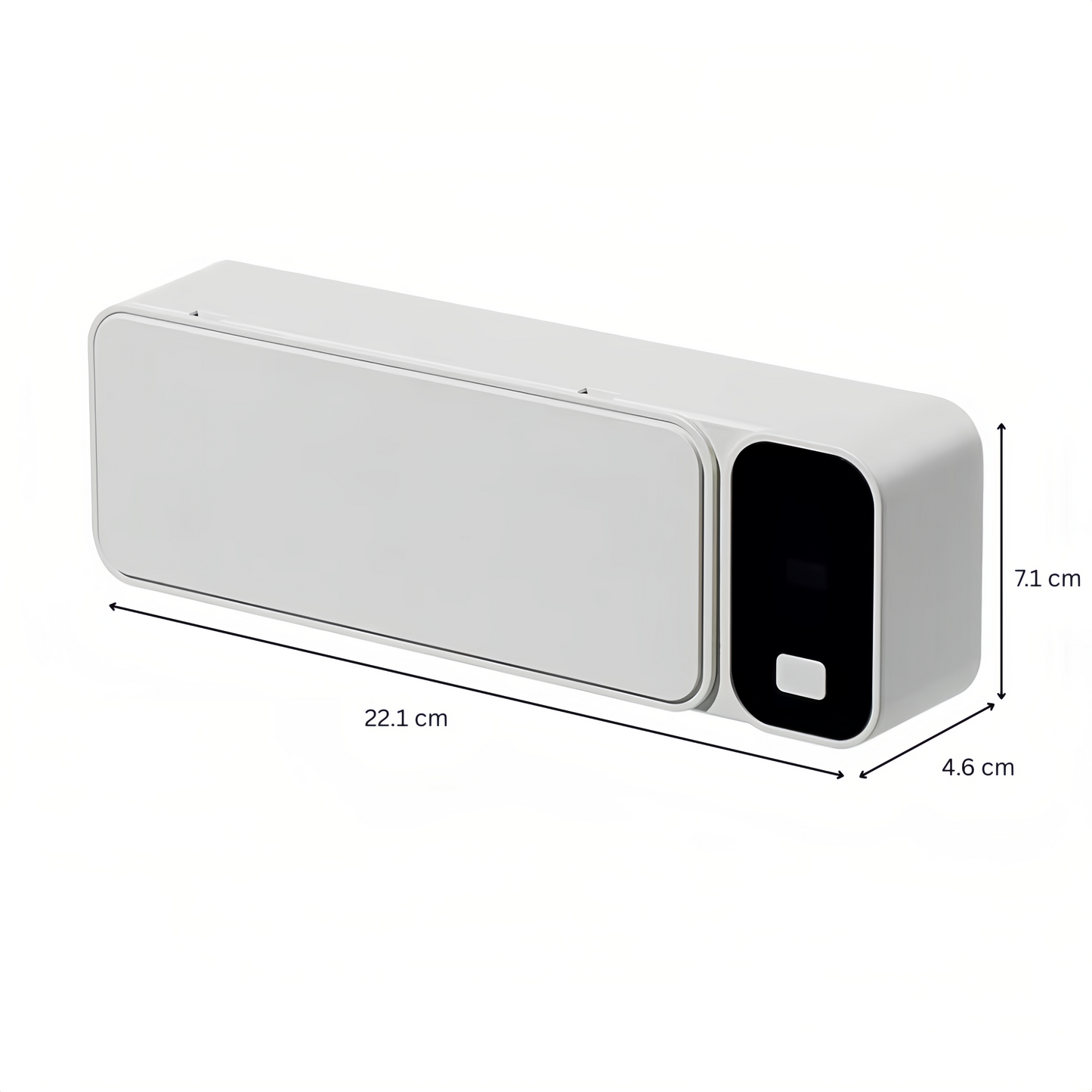 White AuraGuard UV Wall Mount Toothbrush Holder Dimension