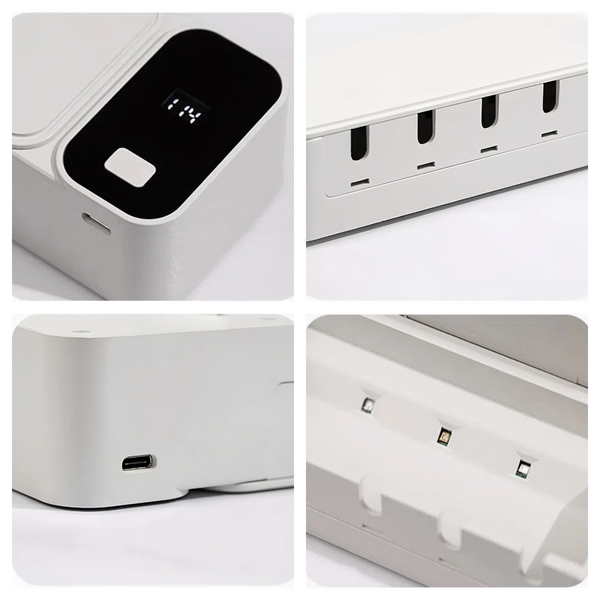 White AuraGuard UV Wall Mount Toothbrush Holder up close details