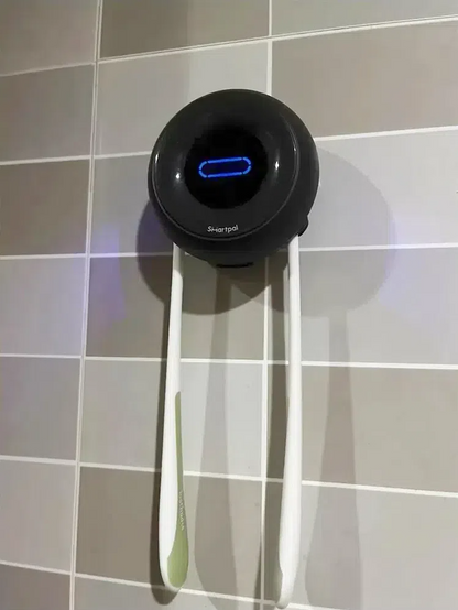 Black Smartpal Wall Mount UV Toothbrush Holder with two toothbrushes