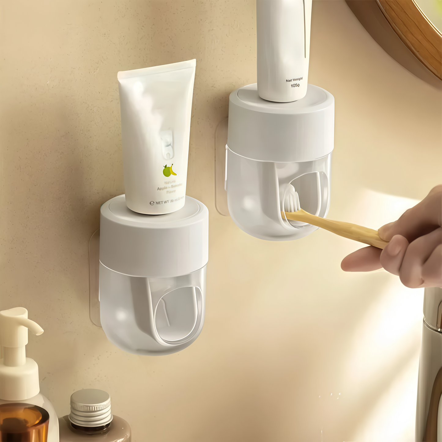 Two PurePress Wall Mount Toothpaste Dispenser